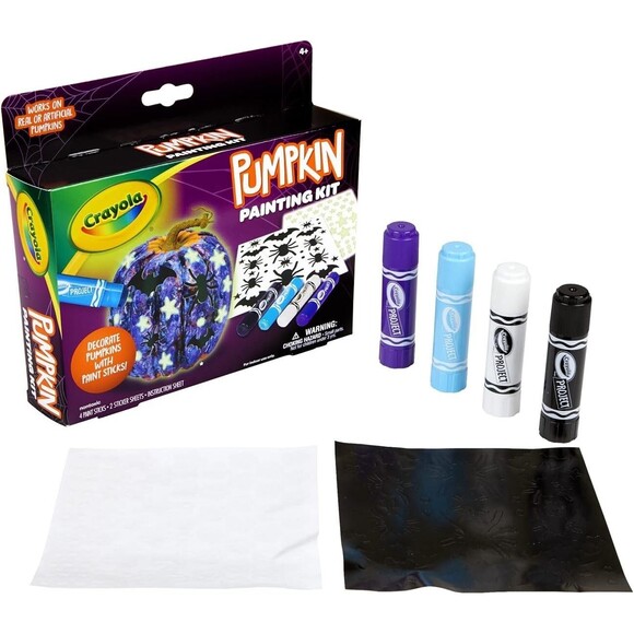 Crayola Pumpkin Painting Kit with Paint Sticks and Stickers No Carve Kids Craft - Picture 2 of 7